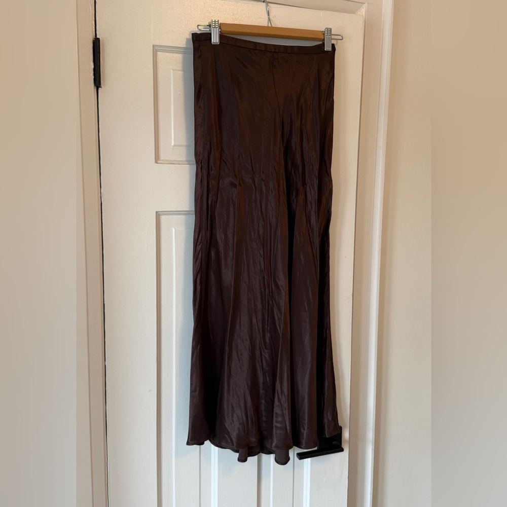 Elegant Brown satin Maxi Skirt
